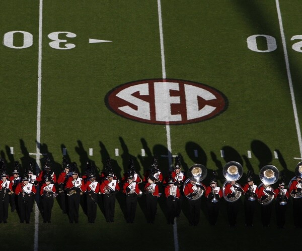 a marching band is on the field