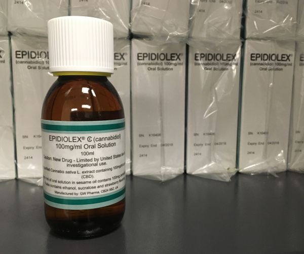 Epidiolex bottle, a medicine made from the marijuana plant but without THC