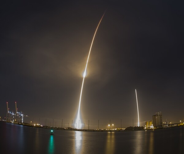 time lapse view of the spacex rocket launch at landing at cape canaveral air force station