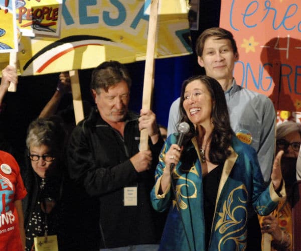 teresa leger fernandez speaks to local democratic delegates in new mexico