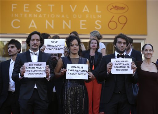 Cannes Red Carpet Protest: 'Brazil Is Not a Democracy'
