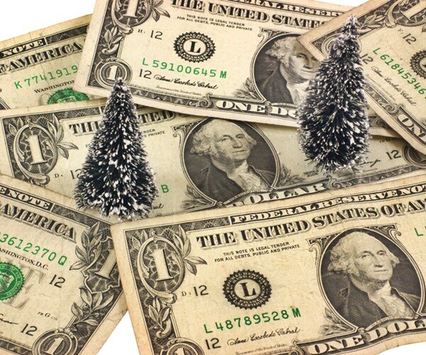 dollars and christmas trees, christmas shopping, green investment 