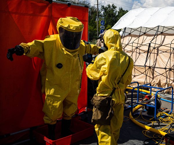 rescuers practice responding to a nuclear incident