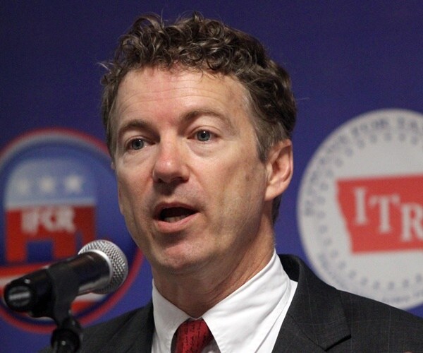 rand paul speaks at a convention