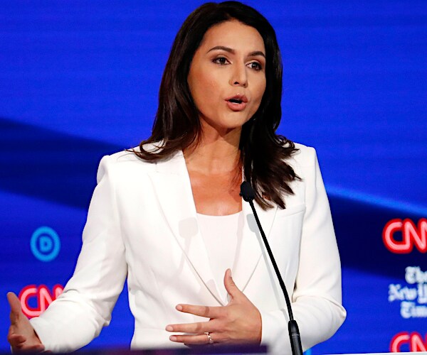 tulsi gabbard speaks during the democratic presidential primary debate