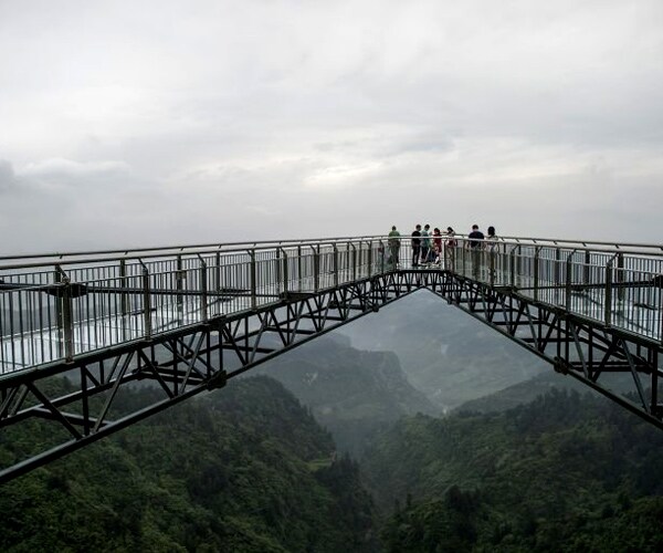 Glass-Bottom Skywalk in China Delights, Terrifies