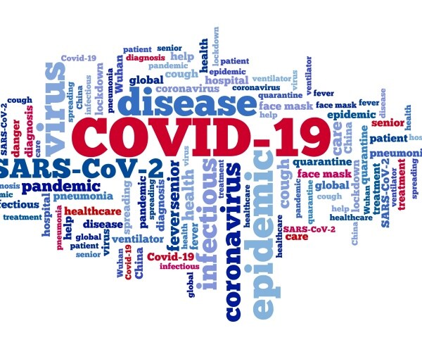 illustration of many words used during pandemic