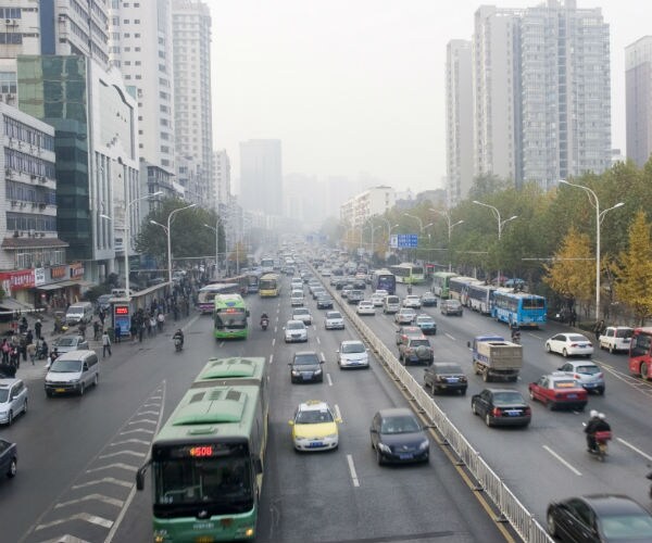 city road in wuhan china 