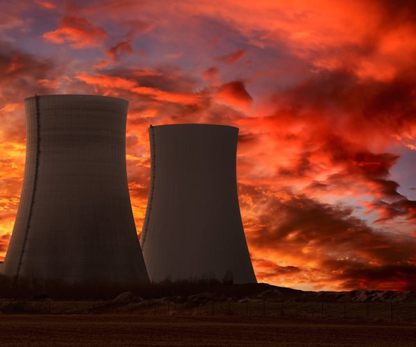 cooling towers of a nuclear power plant
