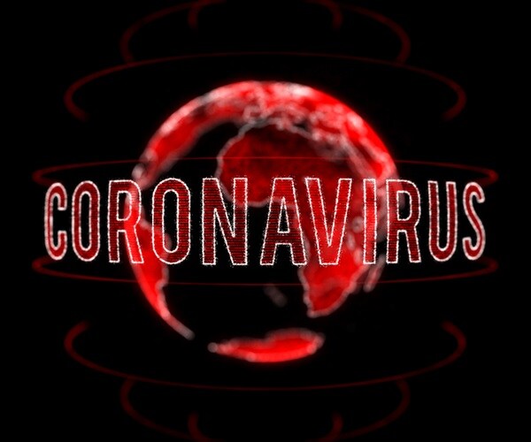 Coronavirus global outbreak futuristic illustration 3D rendered with focus depth of field