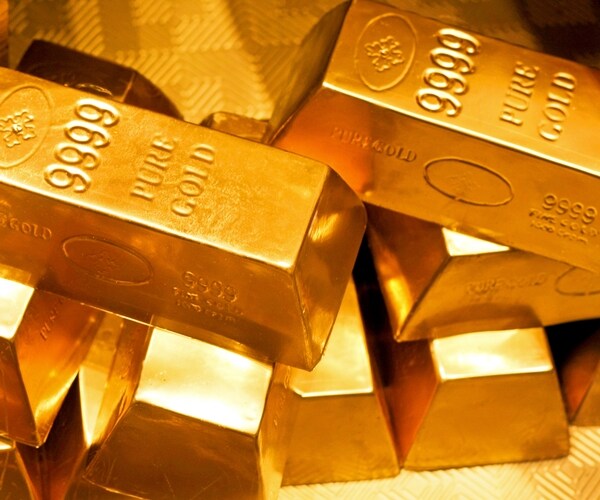 Close up shot of pure gold bars