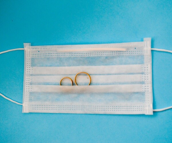 wedding rings on face mask