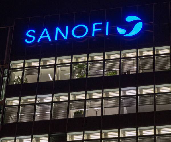 Sanofi logo on a building
