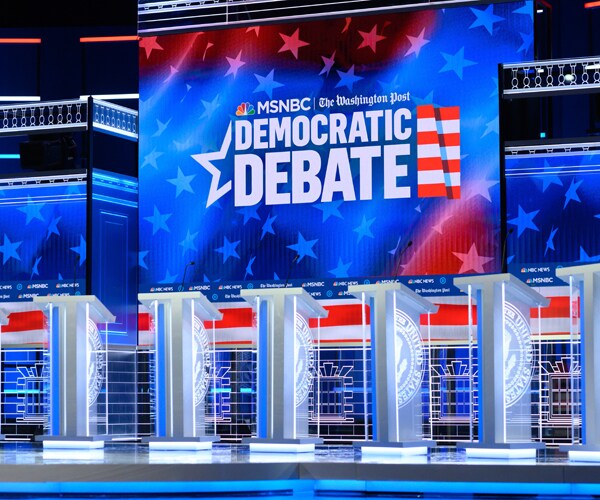 The stage for Wednesday night's Democratic presidential debate in Atlanta