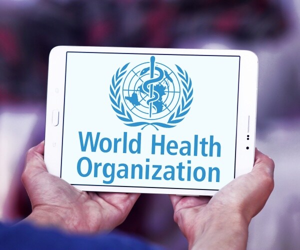 tablet with screen with World Health Organization 