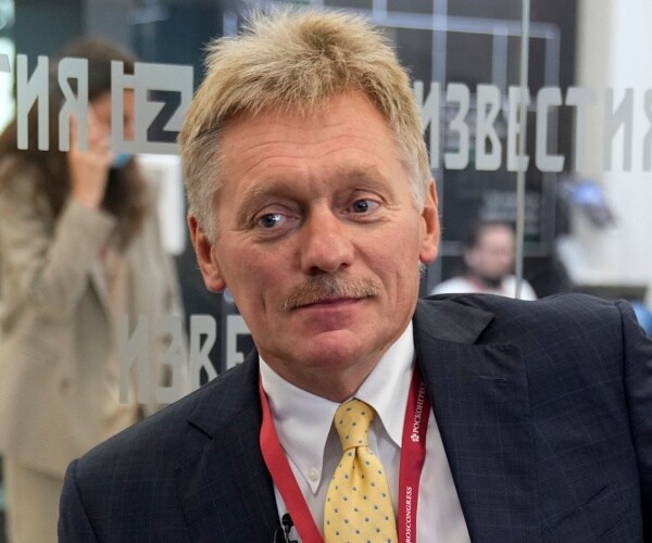 Kremlin spokesman Dmitry Peskov rpeparing for an interview