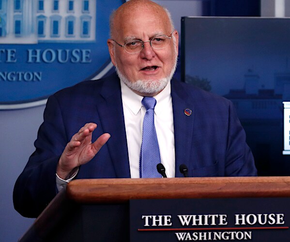 Centers for Disease Control and Prevention Director Robert Redfield speaks during the coronavirus task force briefing