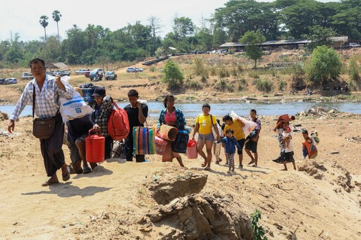 About 1,300 People from Myanmar Flee into Thailand after Clashes Broke out in a Key Border Town