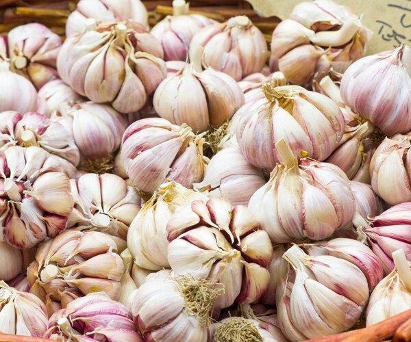 a basket of garlic