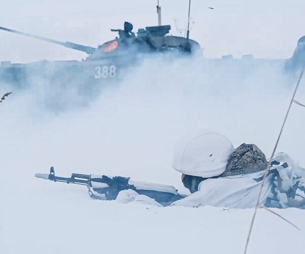 Russian soldiers attend a military training 