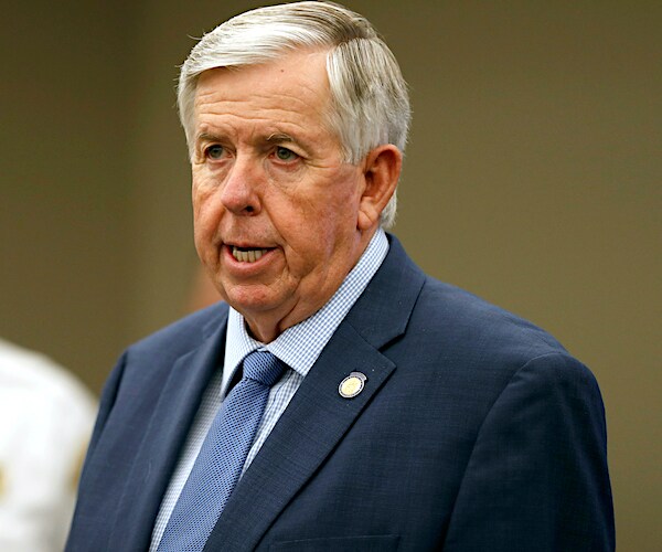 Missouri Gov. Mike Parson speaks during a news conference in St. Louis