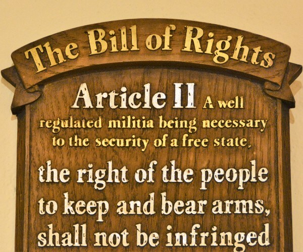 article two of the bill of rights written on a wooden sign