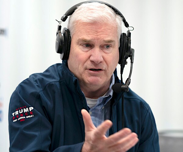 tom emmer speaks with a headset on during a radio interview