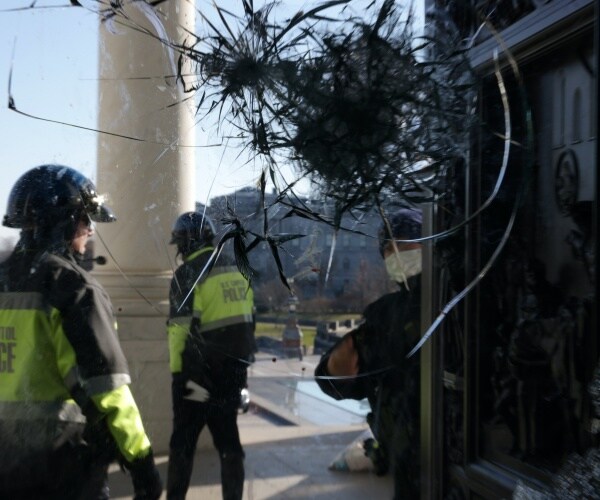 damaged windows at the U.S. capitol