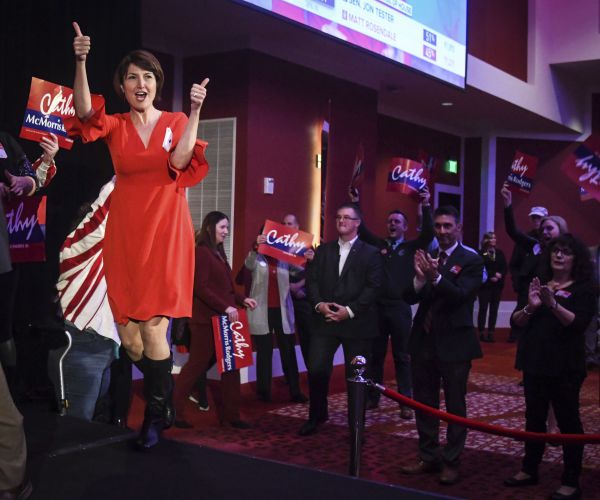 rep. cathy mcmorris rodgers takes the stage after defeating democrat lisa brown in spokane, washington.