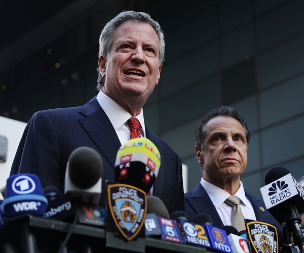 mayor bill de blasio speaks to the press