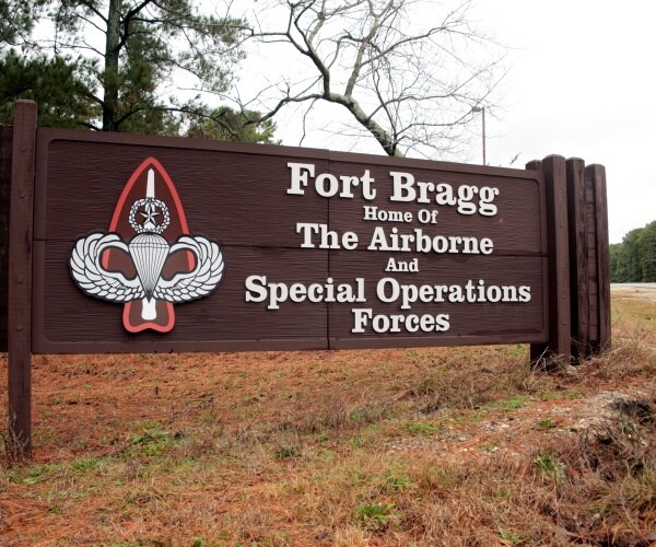 sign for fort bragg in north carolina is shown