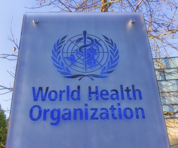 sign outside World Health Organization headquarters
