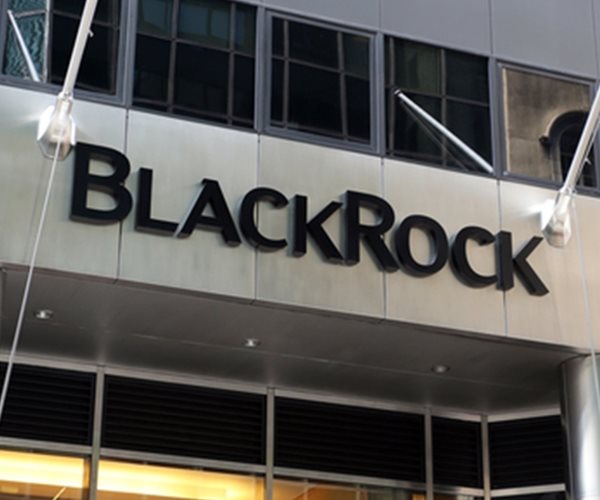 blackrock  corporate logo symbol emblem on building side