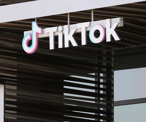the tiktok logo on a building in california