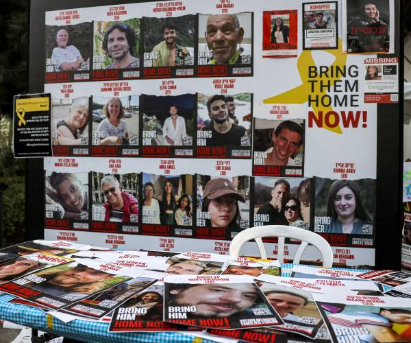 posters of hamas' hostages