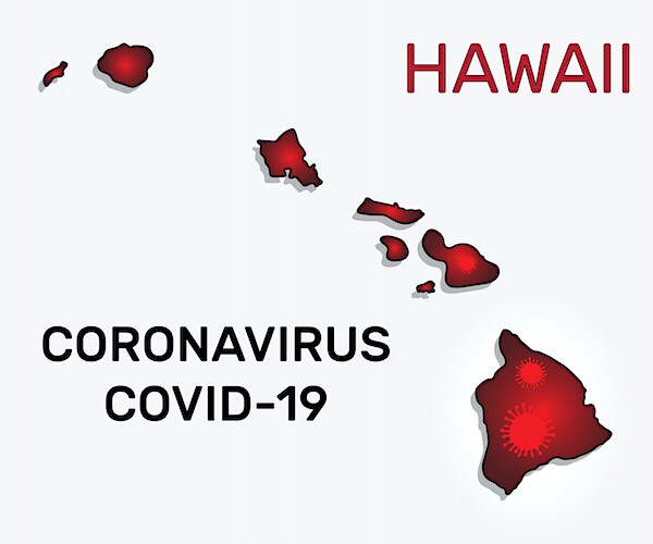hawaii map showing covid-19 as an illustration