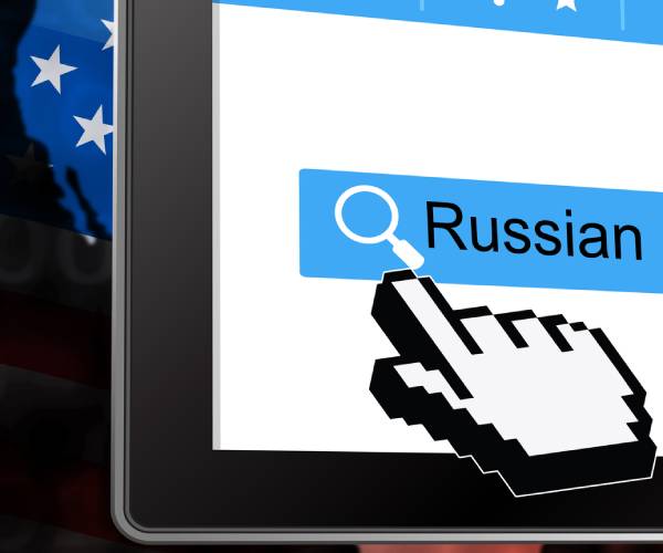 computer screen pointing to russian