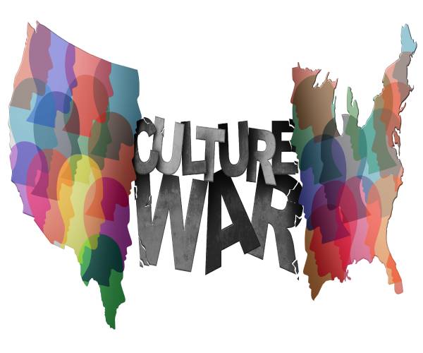 map of the united states with the words culture war in the middle