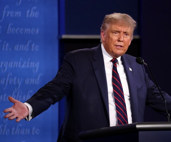 president donald trump onstage at presidential debate