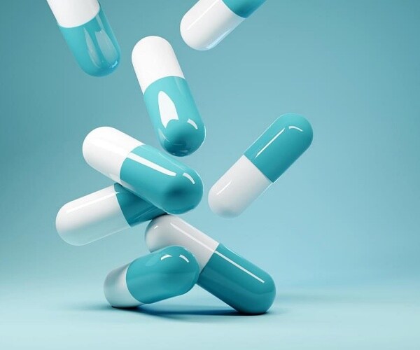 blue and white capsules