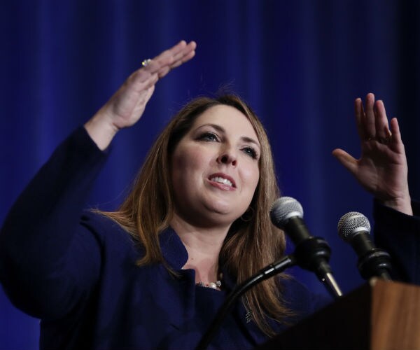 ronna mcdaniel gestures with her hands and she speaks
