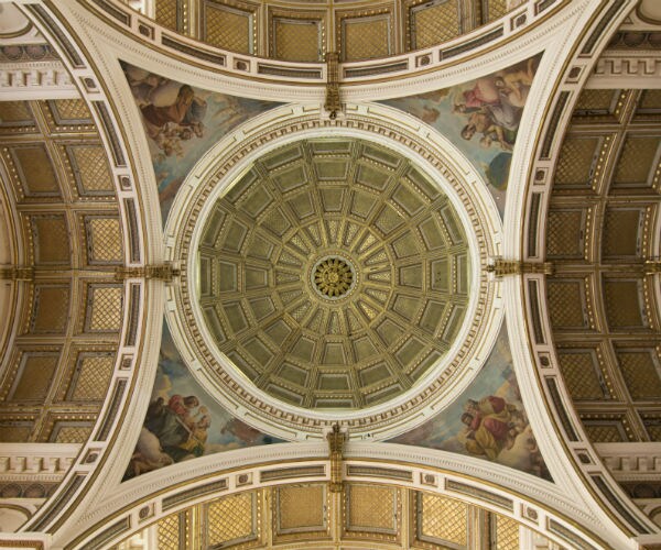 ornate ceiling of a catholic church 