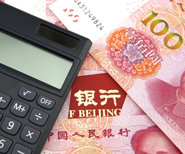 One hundred chinese currency and chinese characters of banking,finance concept 