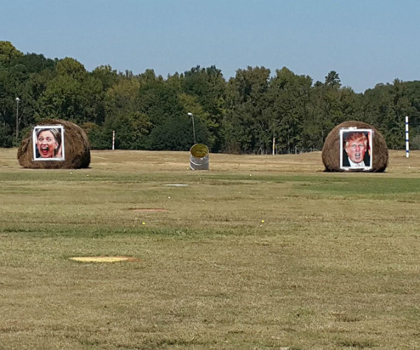 Golfers Swing at Clinton, Trump at Texas Driving Range