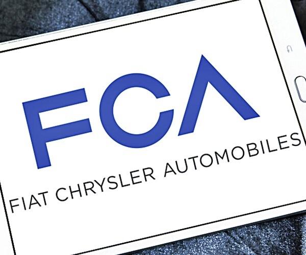 fiat chrysler automobiles corporate logo symbol emblem on computer pad screen