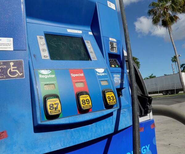 a gas pump at a exxon station is seen in miami