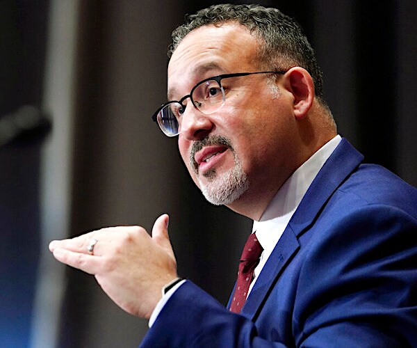 miguel cardona speaks during his senate confirmation hearing