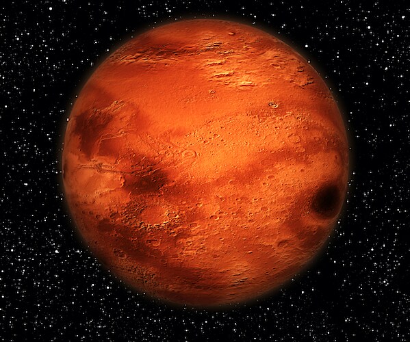 view of mars, the red planet, the fourth from the sun