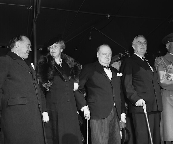 Churchill at the White House on a Snowy December Evening