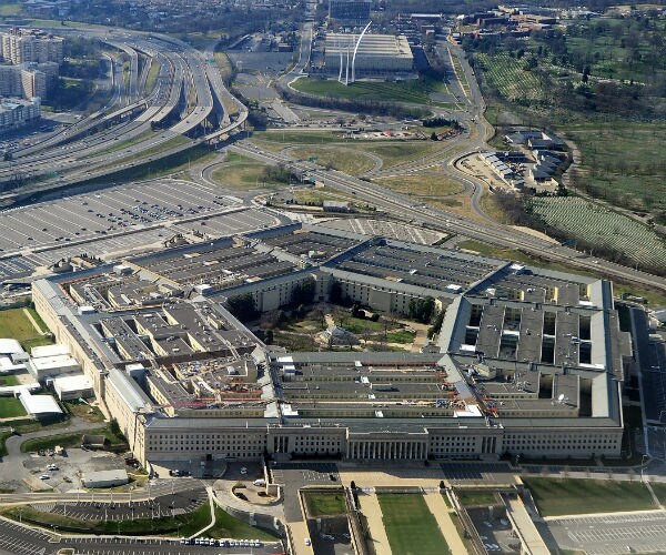an ariel view of the pentagon is shown